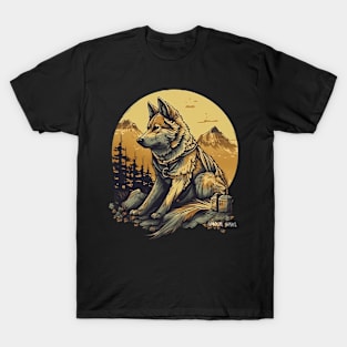 Lonely Mountain Dog, Faded Sepia Colors T-Shirt